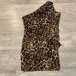 Cache One Shoulder Cheetah Dress